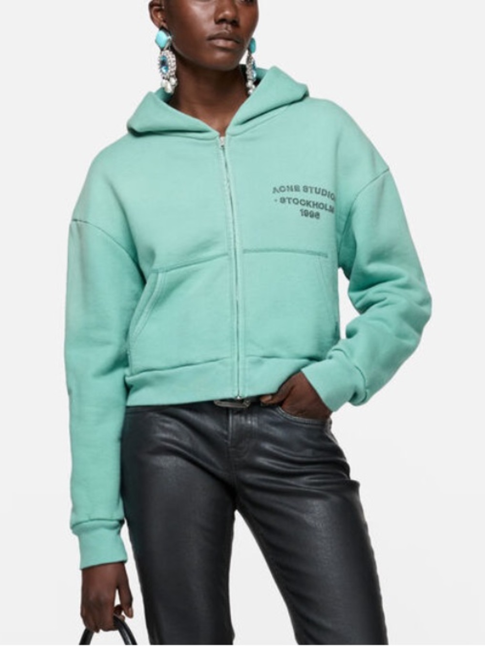 Acne Studios Sprayed Zip Hoodie S Cropped Sweatshirt Luxury Streetwear Layering